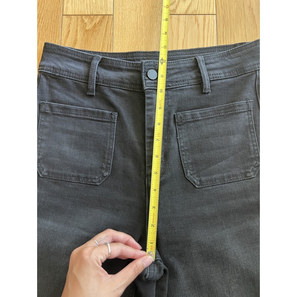 Oat New York Wide Leg Raw Hem High Rise Washed Black Patch Pocket Womens 6/28 - Picture 6 of 11
